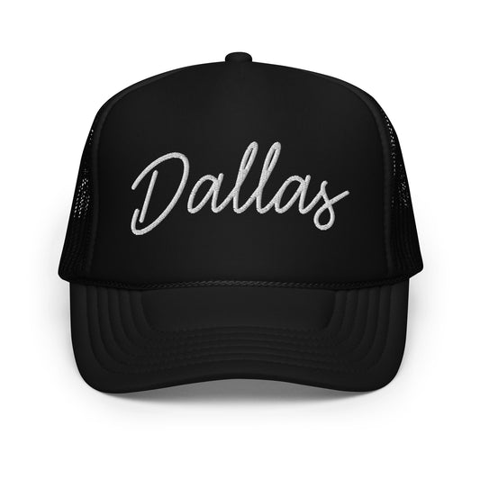 Dallas Retro Script Foam 5 Panel A-Frame Snapback Trucker Hat