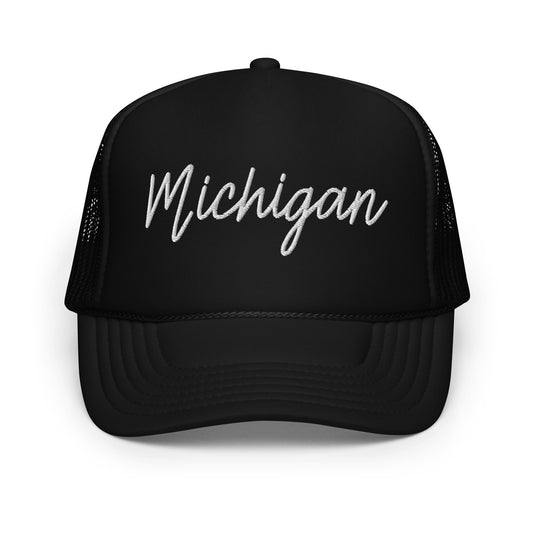 Michigan Upside Down Arch Foam 5 Panel A-Frame Snapback Trucker Hat