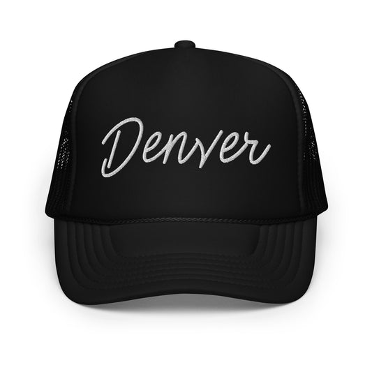 Denver Retro Script Foam 5 Panel A-Frame Snapback Trucker Hat