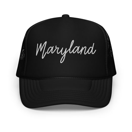 Maryland Retro Script Foam 5 Panel A-Frame Snapback Trucker Hat