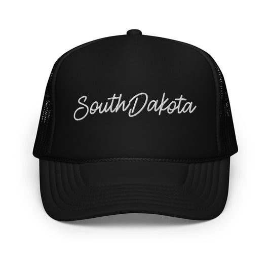 South Dakota Retro Script Foam 5 Panel A-Frame Snapback Trucker Hat