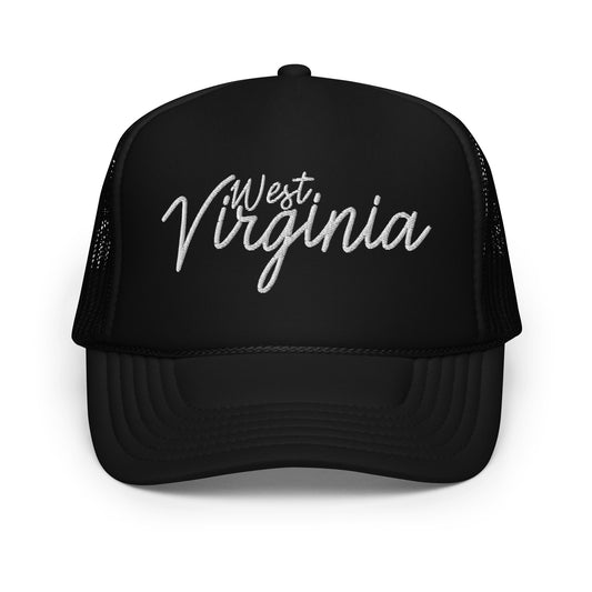 West Virginia Retro Script Foam 5 Panel A-Frame Snapback Trucker Hat