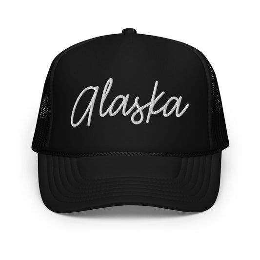 Alaska Retro Script Foam 5 Panel A-Frame Snapback Trucker Hat