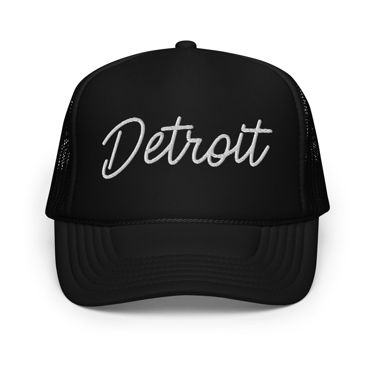 Detroit Retro Script Foam 5 Panel A-Frame Snapback Trucker Hat