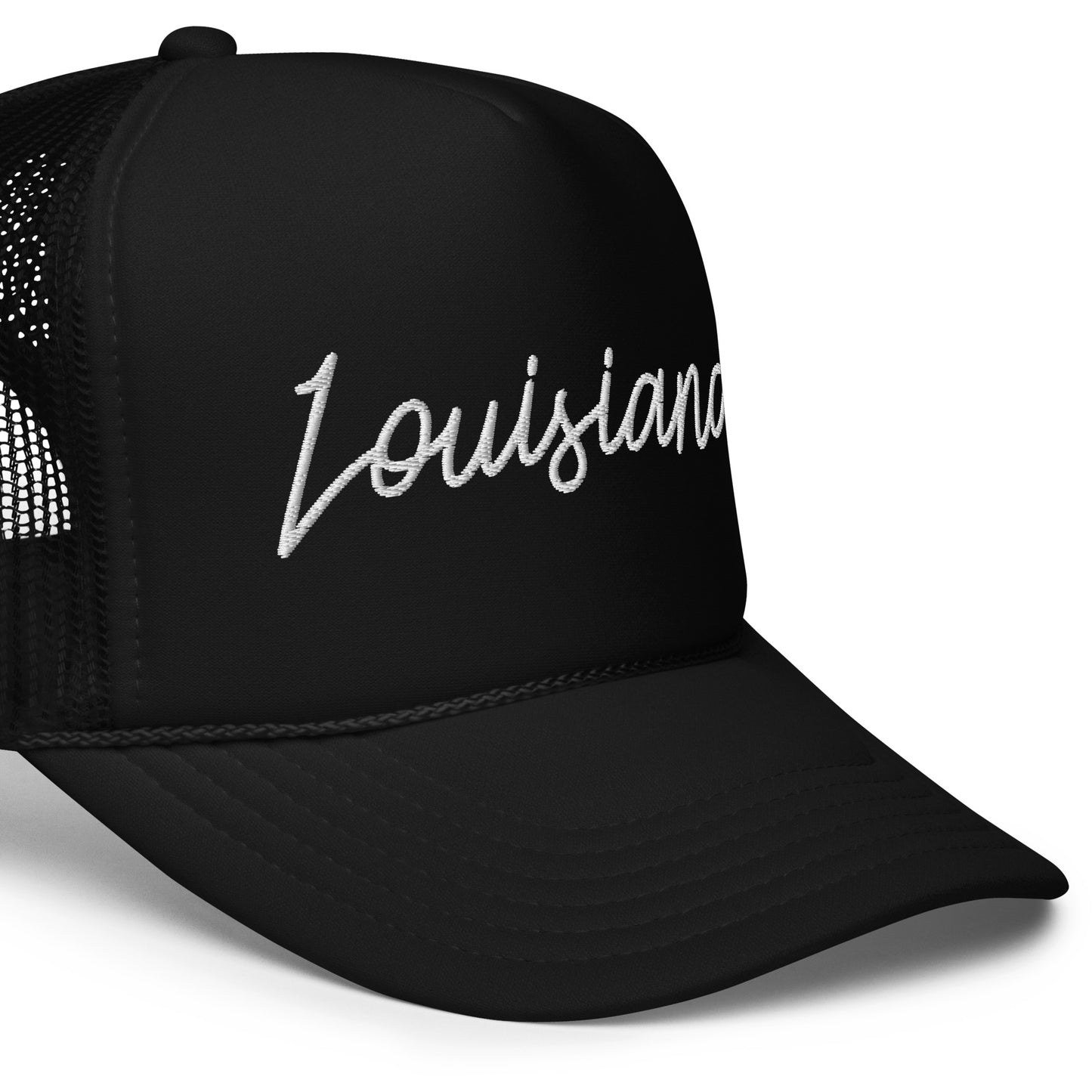 Louisiana Retro Script Foam 5 Panel A-Frame Snapback Trucker Hat