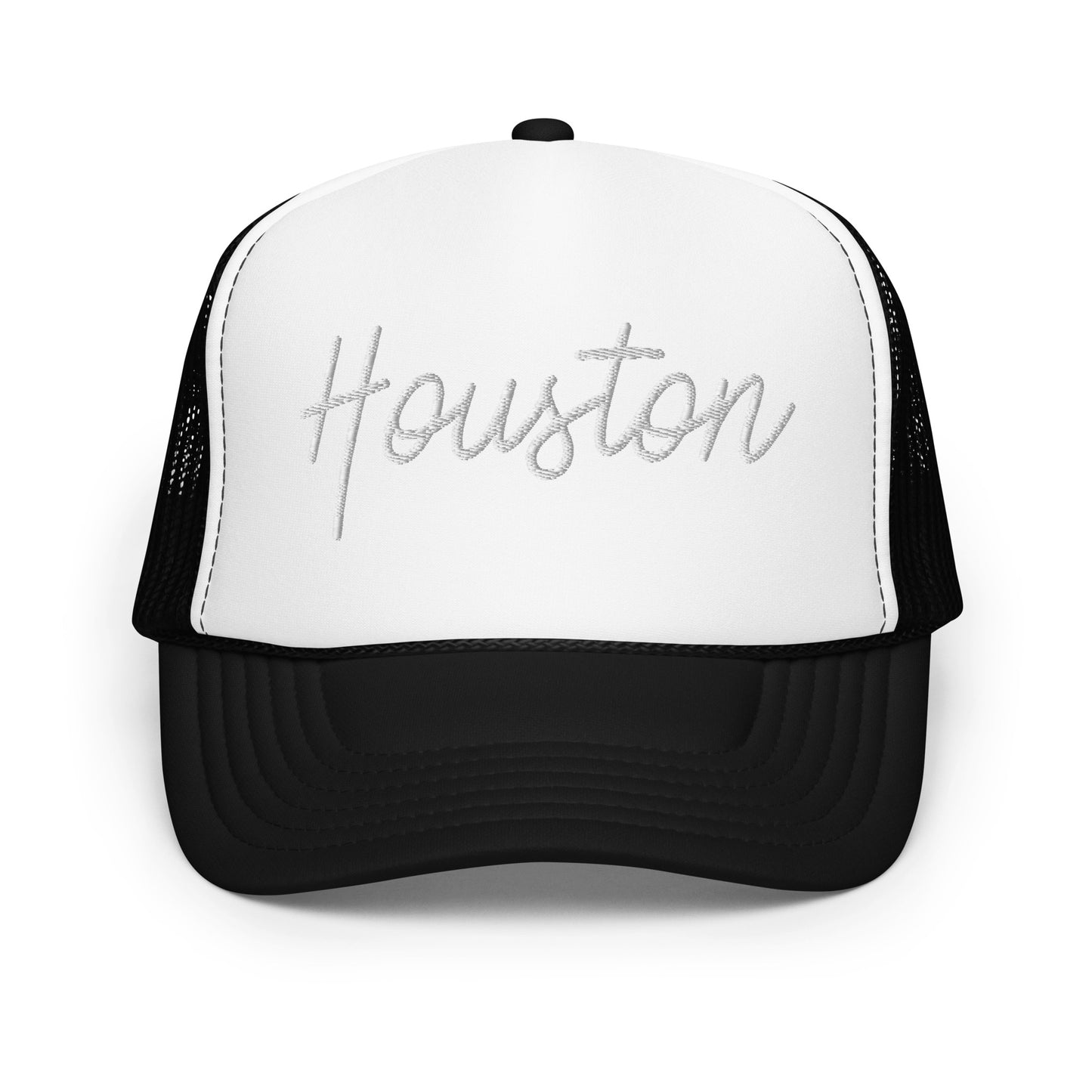 Houston Retro Script Foam 5 Panel A-Frame Snapback Trucker Hat