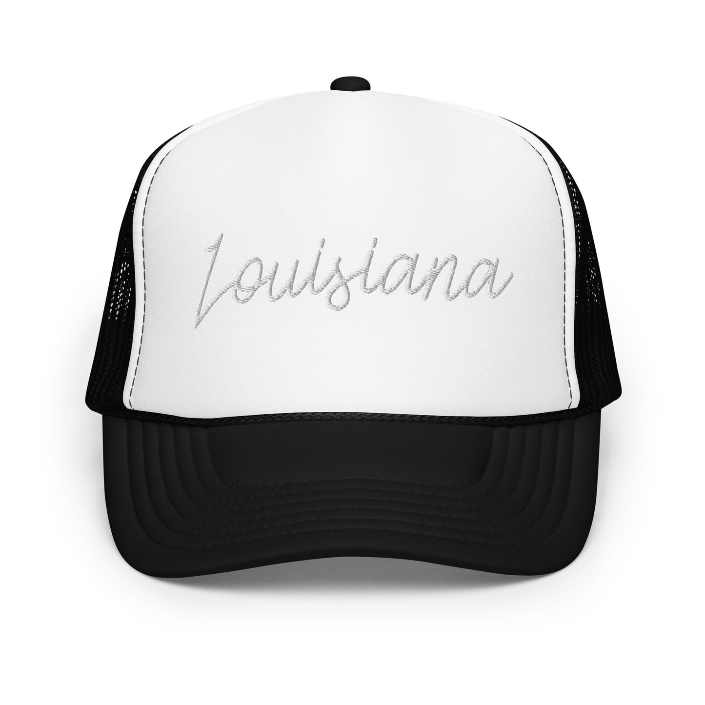 Louisiana Retro Script Foam 5 Panel A-Frame Snapback Trucker Hat