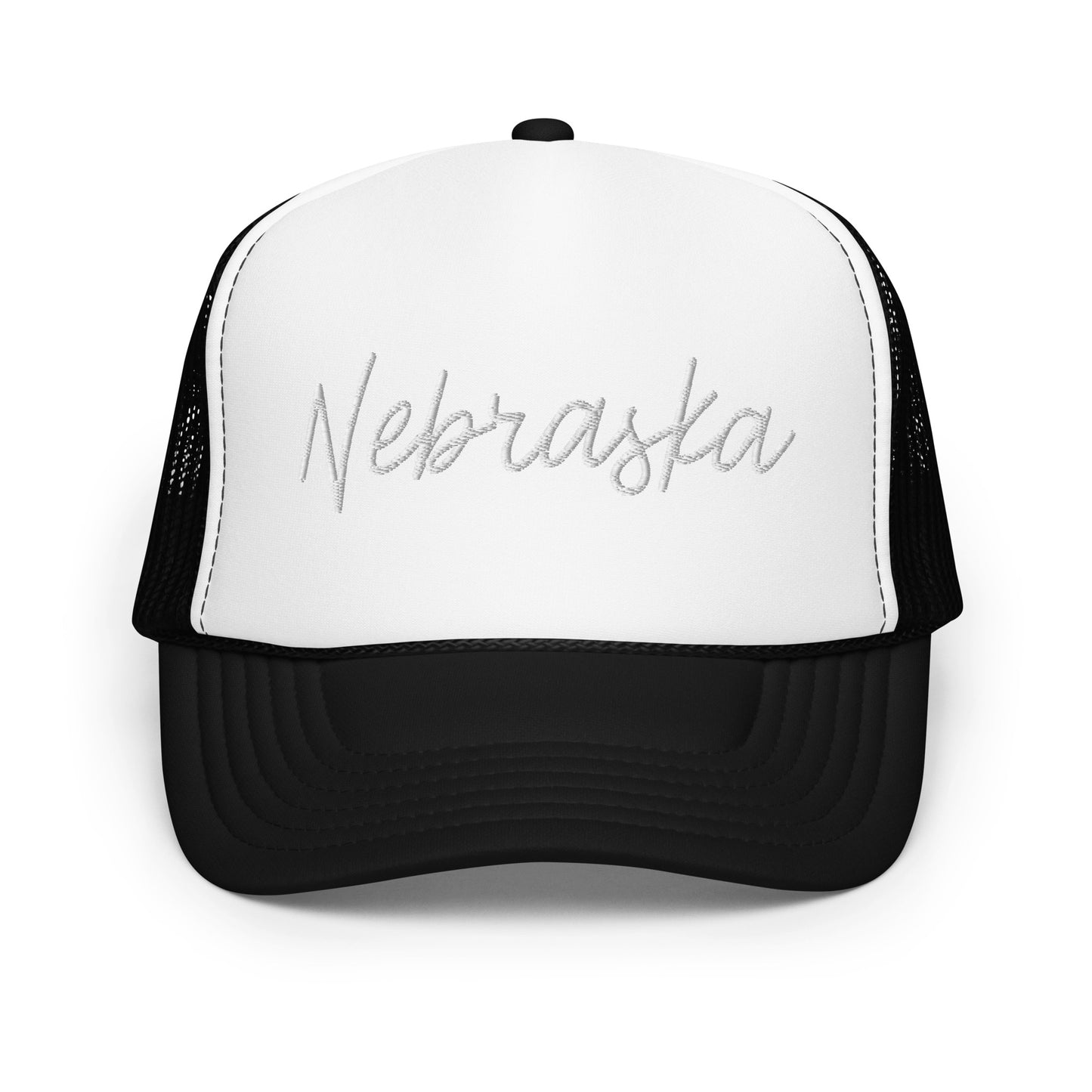 Nebraska Retro Script Foam 5 Panel A-Frame Snapback Trucker Hat