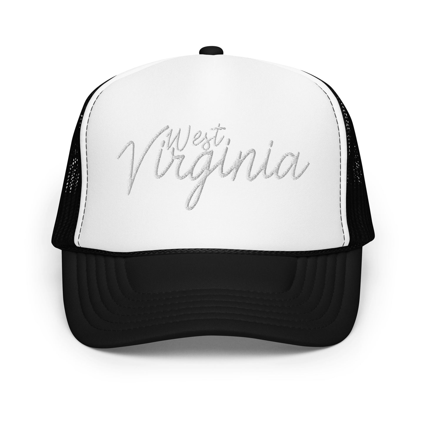 West Virginia Retro Script Foam 5 Panel A-Frame Snapback Trucker Hat