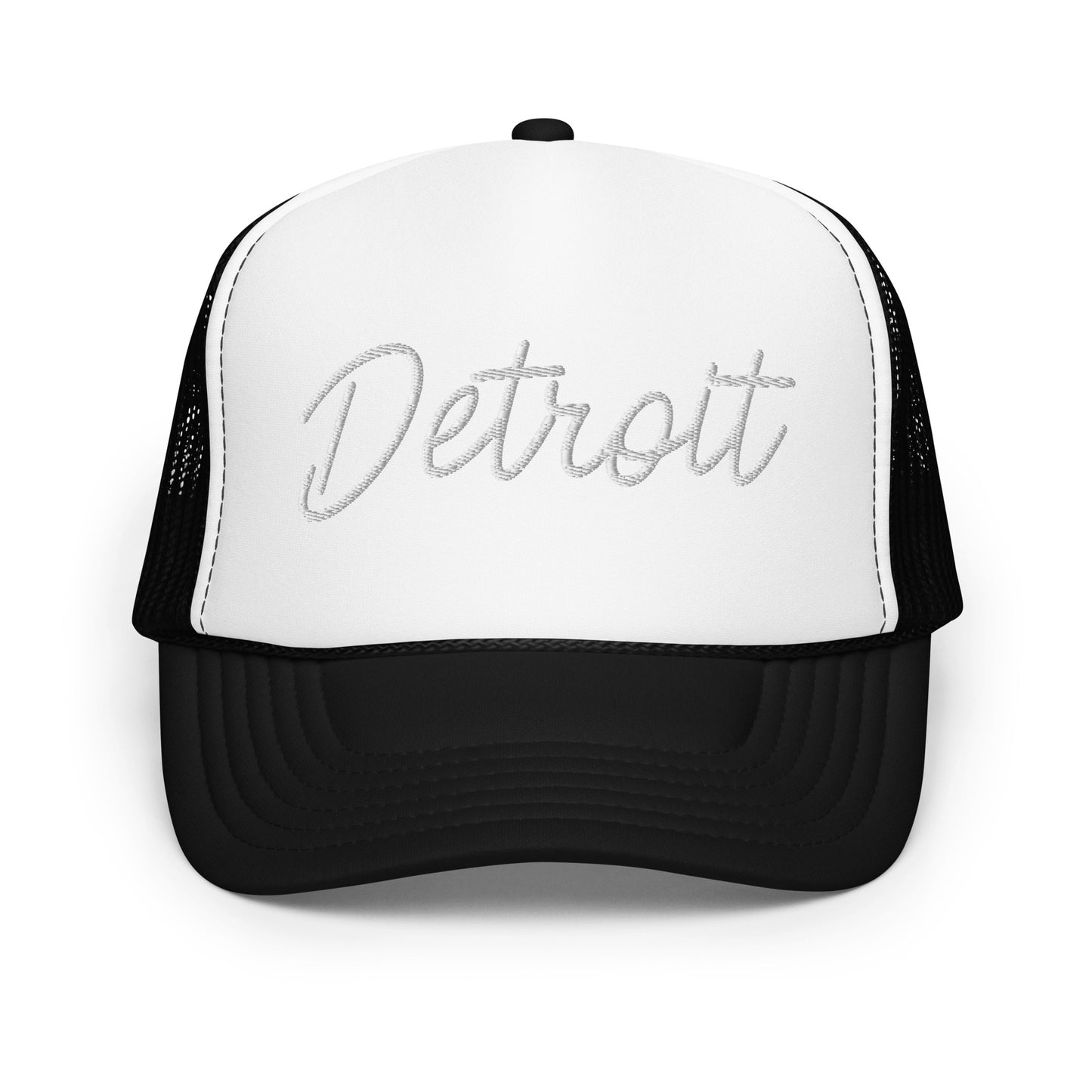 Detroit Retro Script Foam 5 Panel A-Frame Snapback Trucker Hat