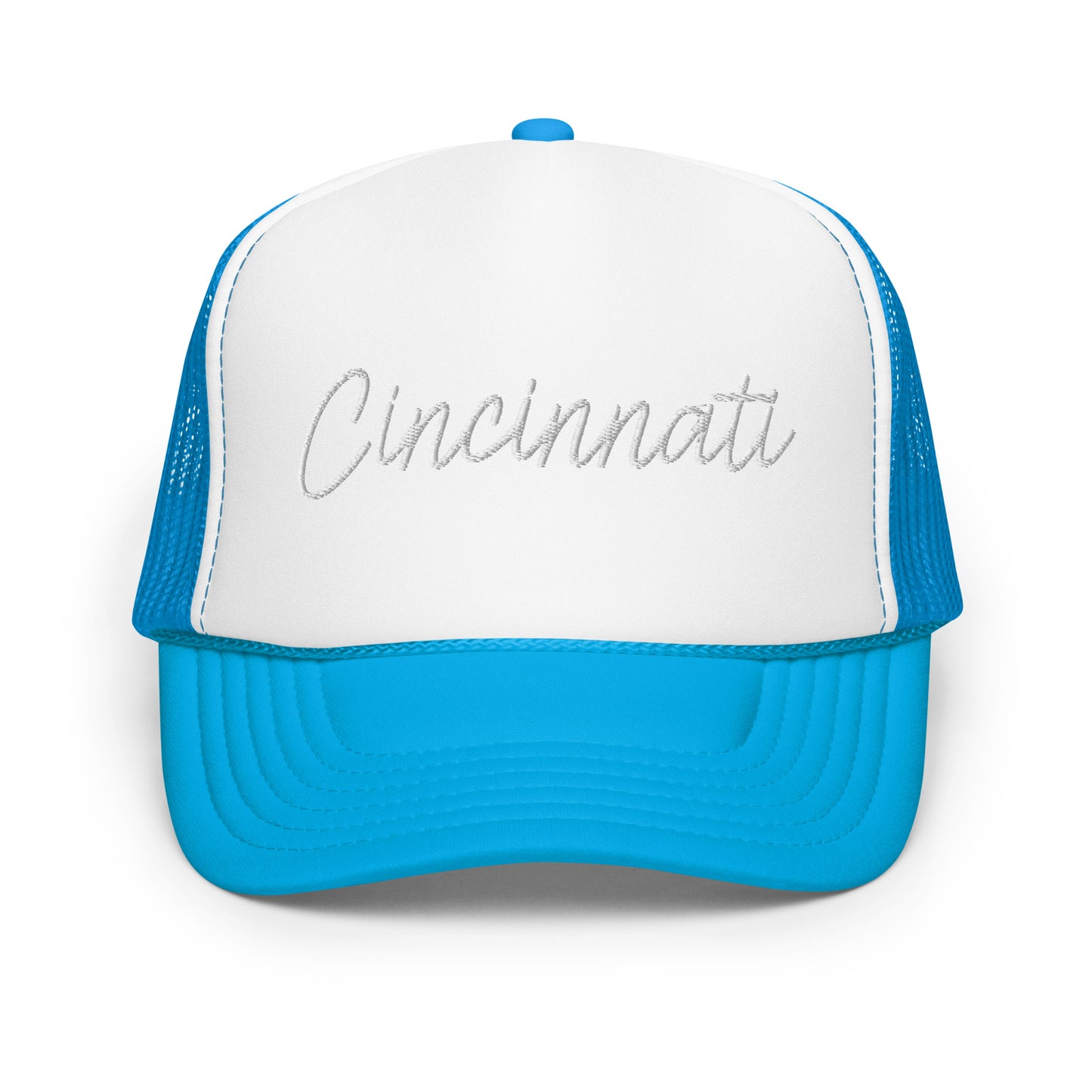 Cincinnati Retro Script Foam 5 Panel A-Frame Snapback Trucker Hat