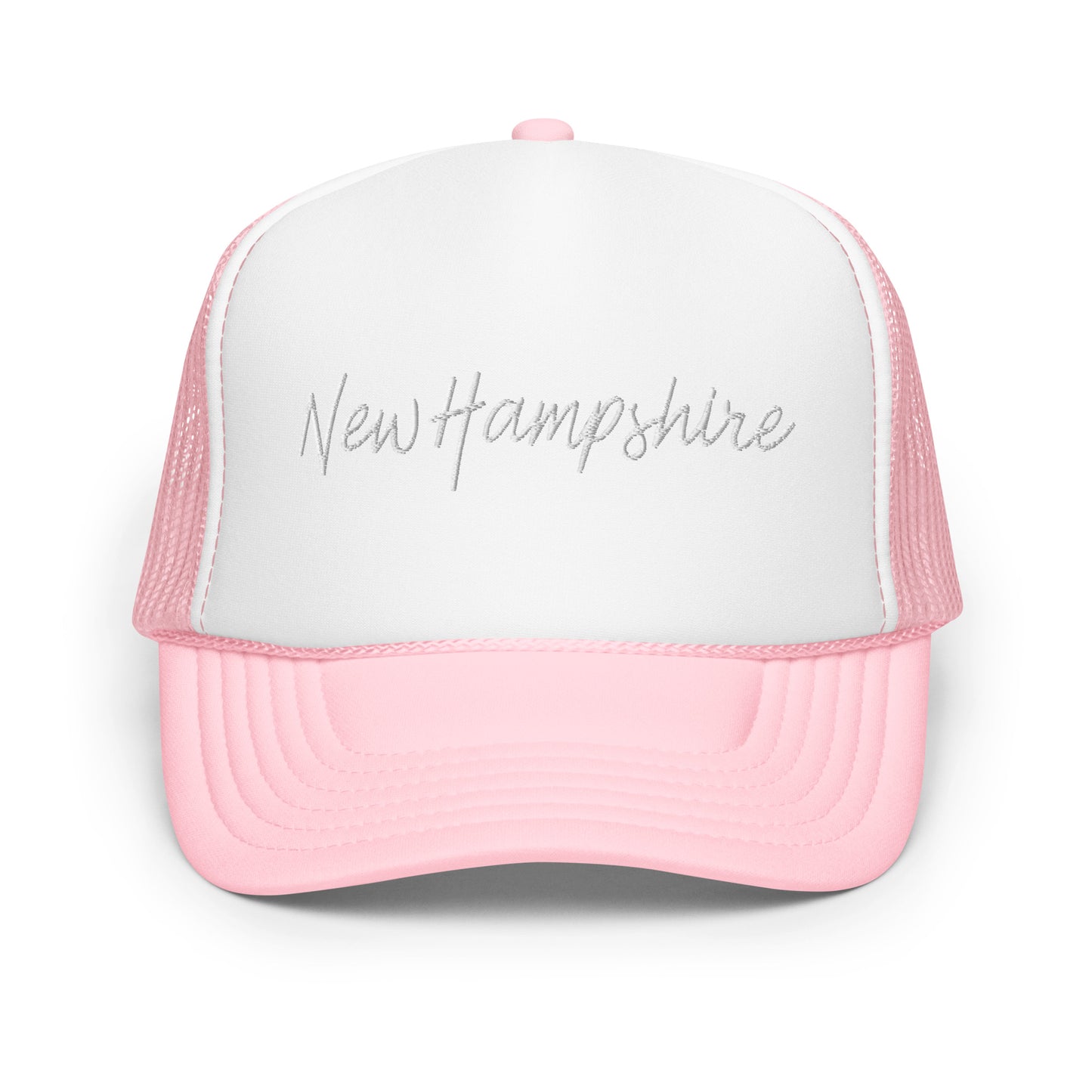 New Hampshire Retro Script Foam 5 Panel A-Frame Snapback Trucker Hat