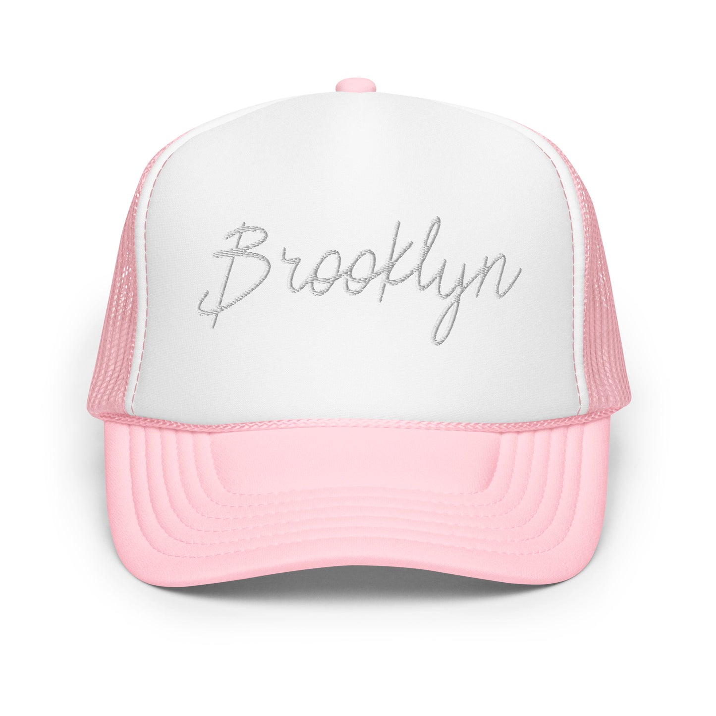 Brooklyn Retro Script Foam 5 Panel A-Frame Snapback Trucker Hat