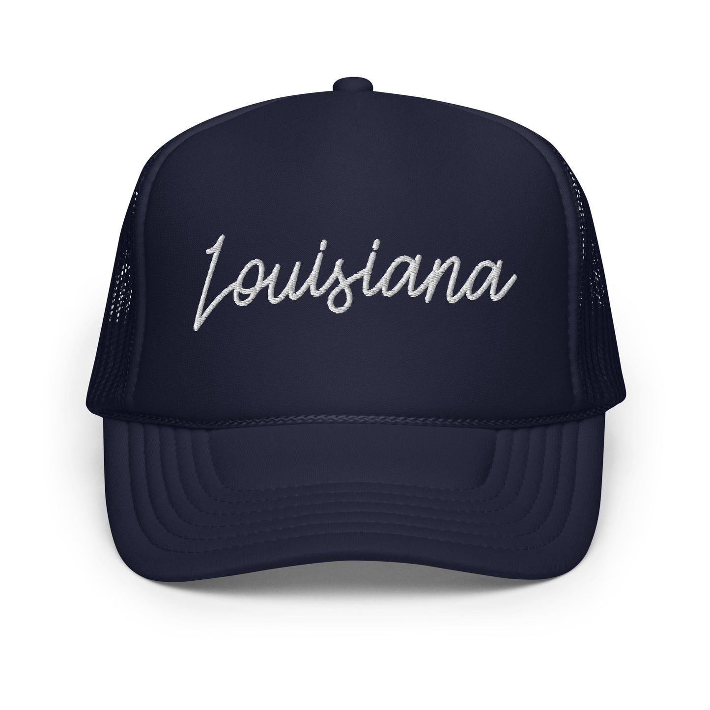 Louisiana Retro Script Foam 5 Panel A-Frame Snapback Trucker Hat