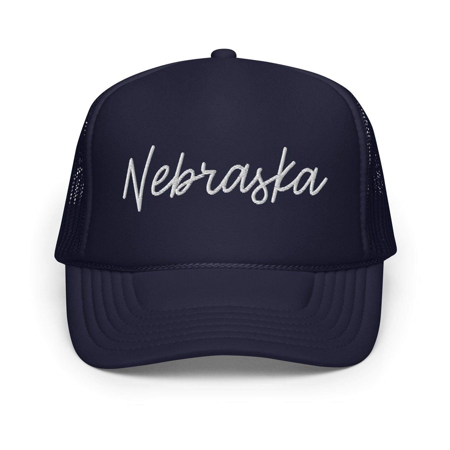 Nebraska Retro Script Foam 5 Panel A-Frame Snapback Trucker Hat