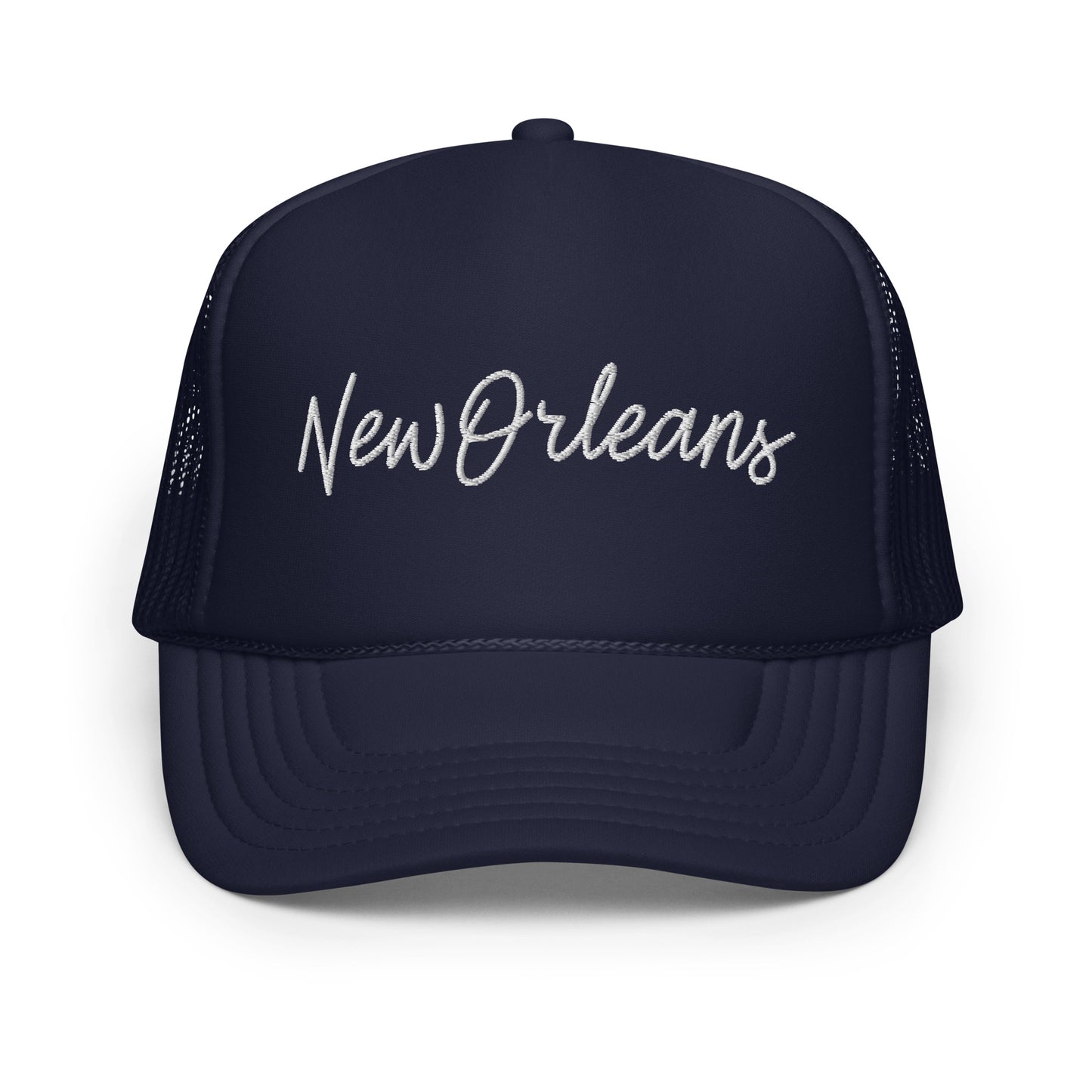 New Orleans Retro Script Foam 5 Panel A-Frame Snapback Trucker Hat