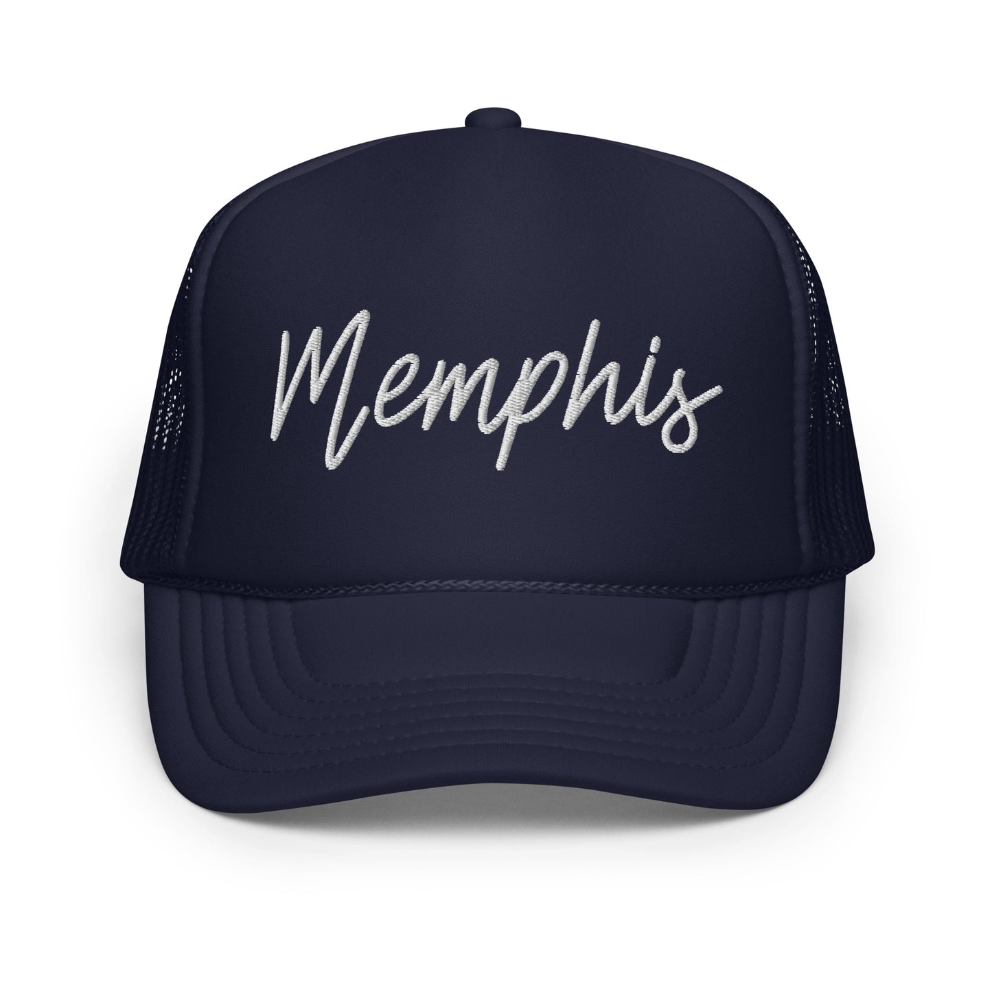 Memphis Retro Script Foam 5 Panel A-Frame Snapback Trucker Hat