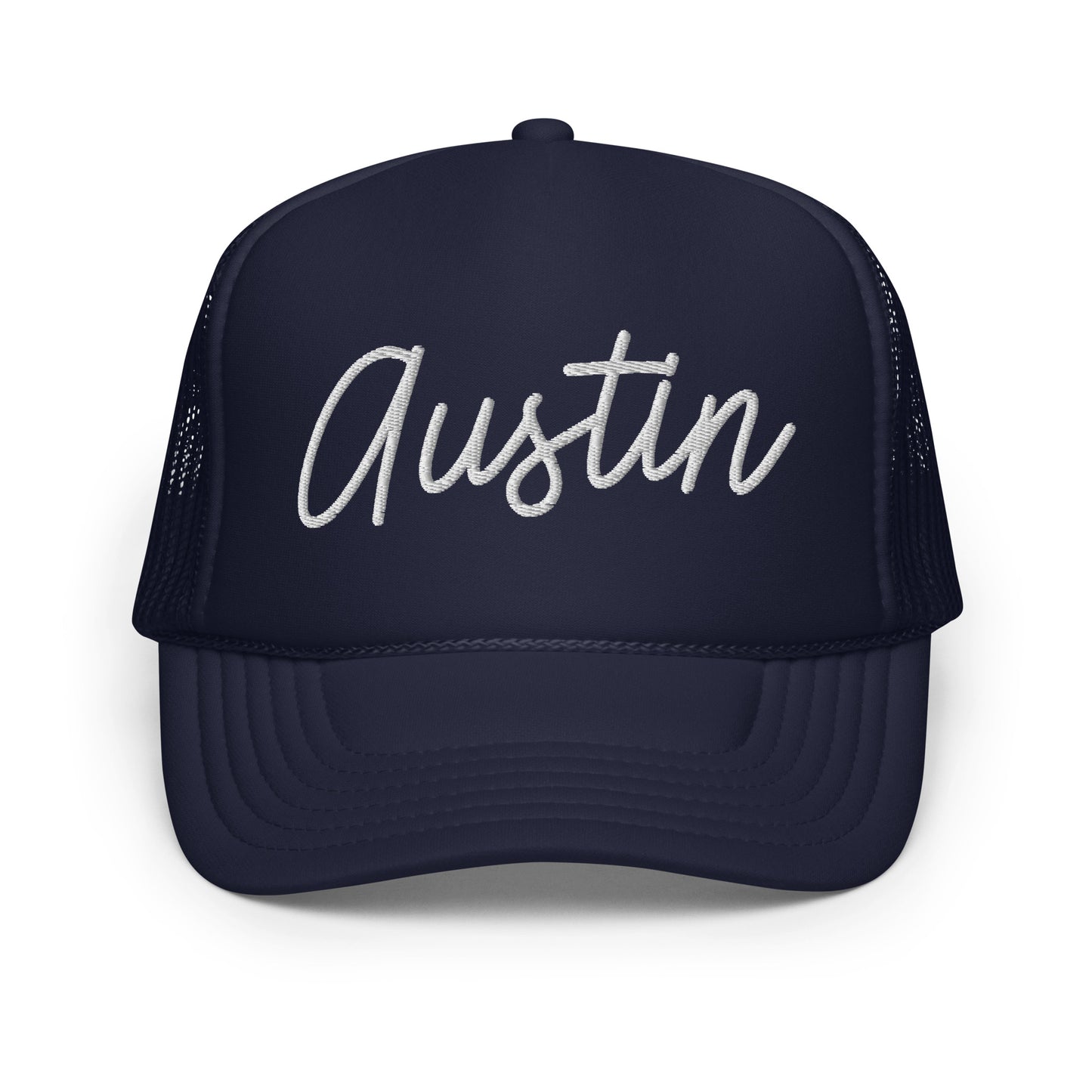 Austin Retro Script Foam 5 Panel A-Frame Snapback Trucker Hat