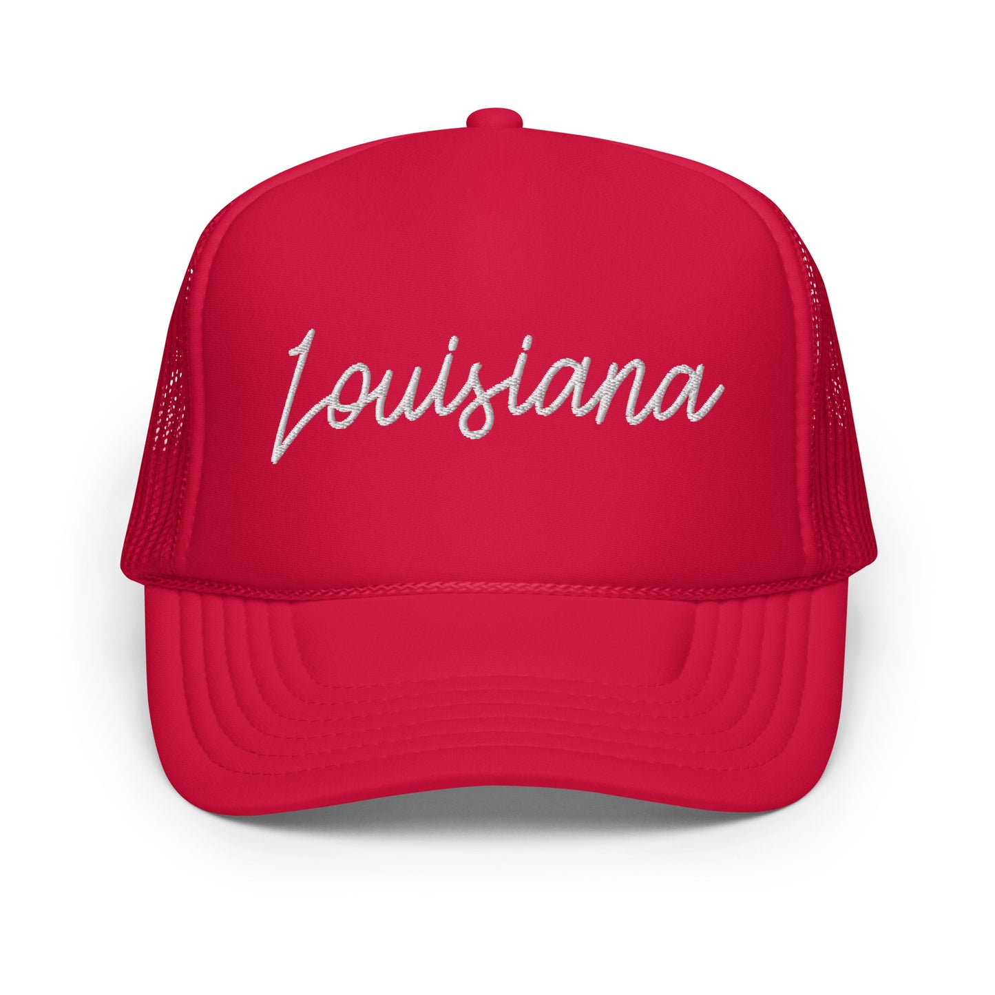 Louisiana Retro Script Foam 5 Panel A-Frame Snapback Trucker Hat