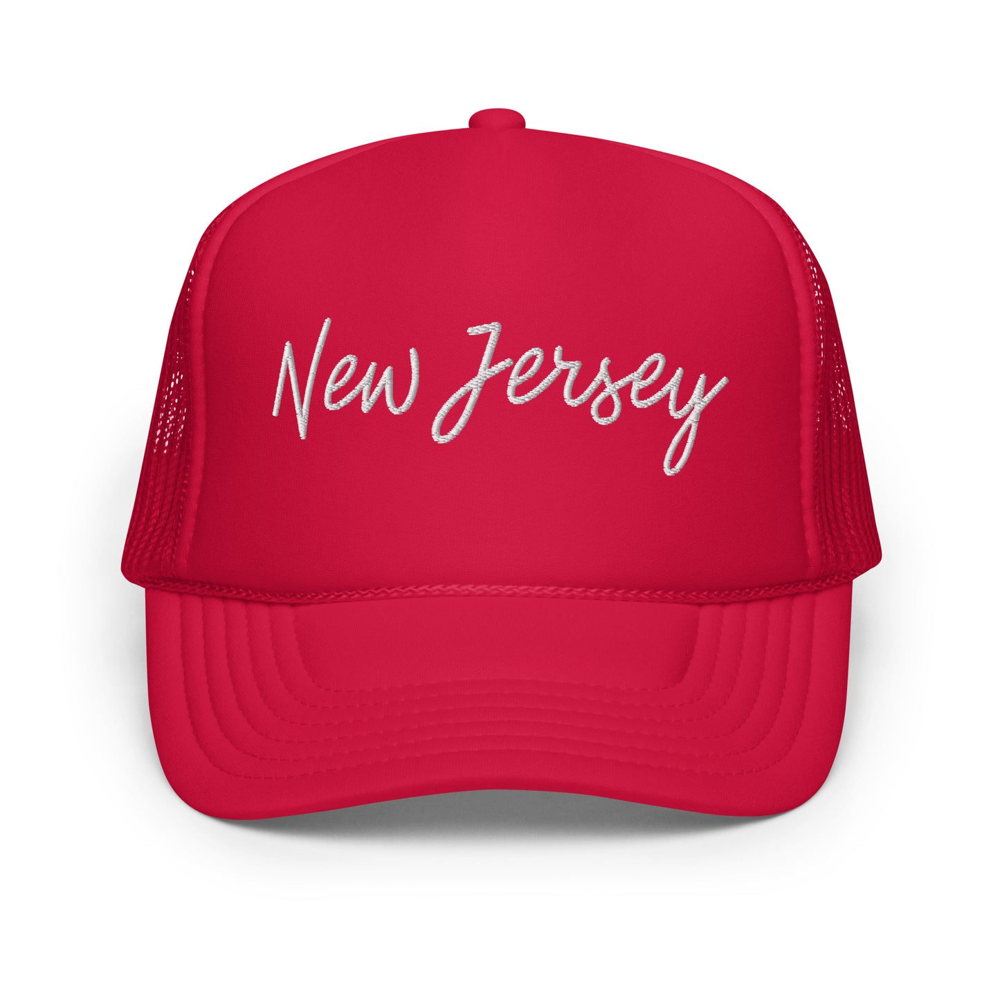 New Jersey Retro Script Foam 5 Panel A-Frame Snapback Trucker Hat