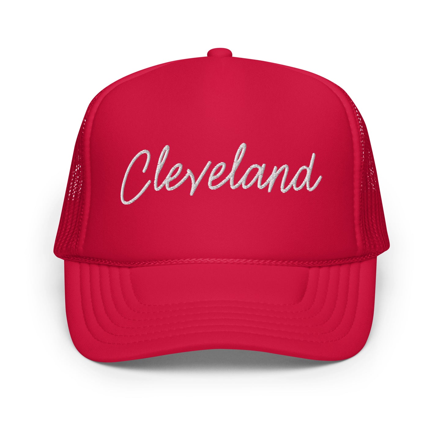 Cleveland Retro Script Foam 5 Panel A-Frame Snapback Trucker Hat