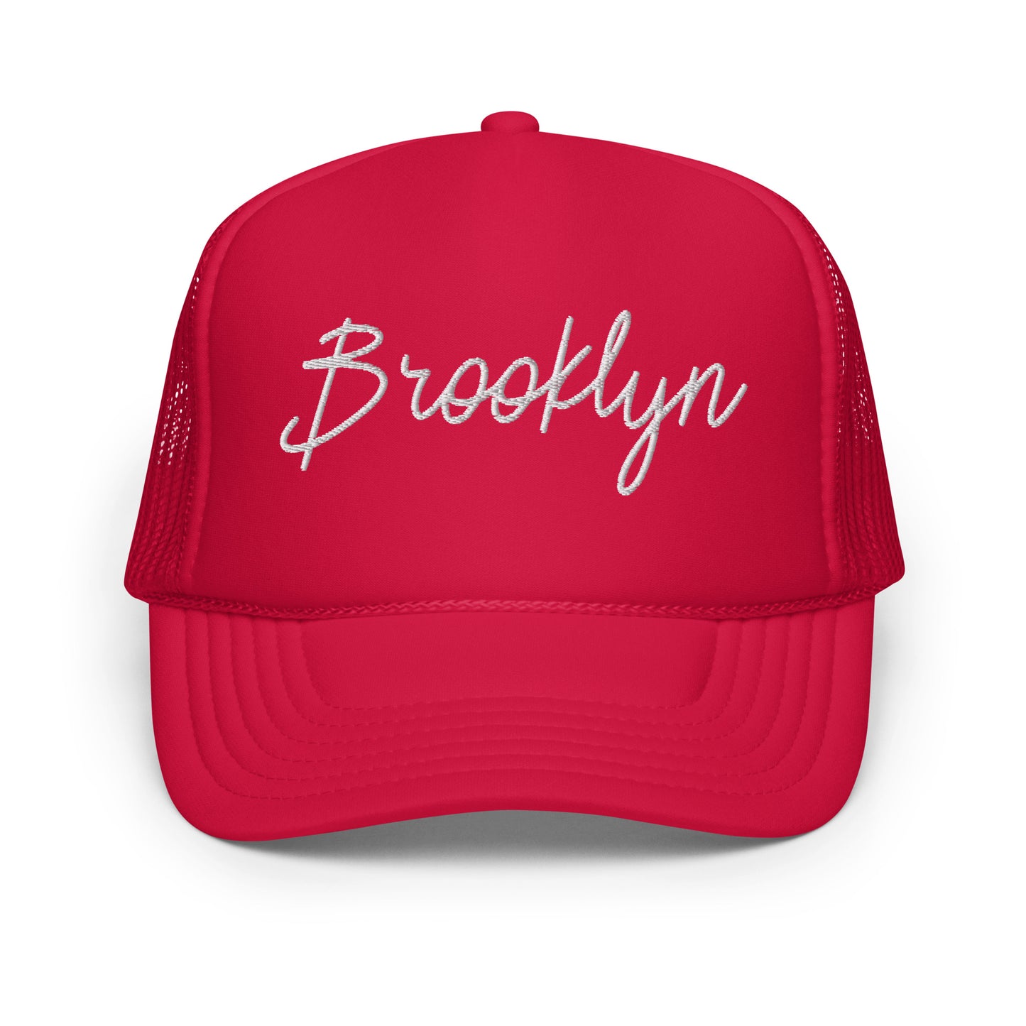 Brooklyn Retro Script Foam 5 Panel A-Frame Snapback Trucker Hat