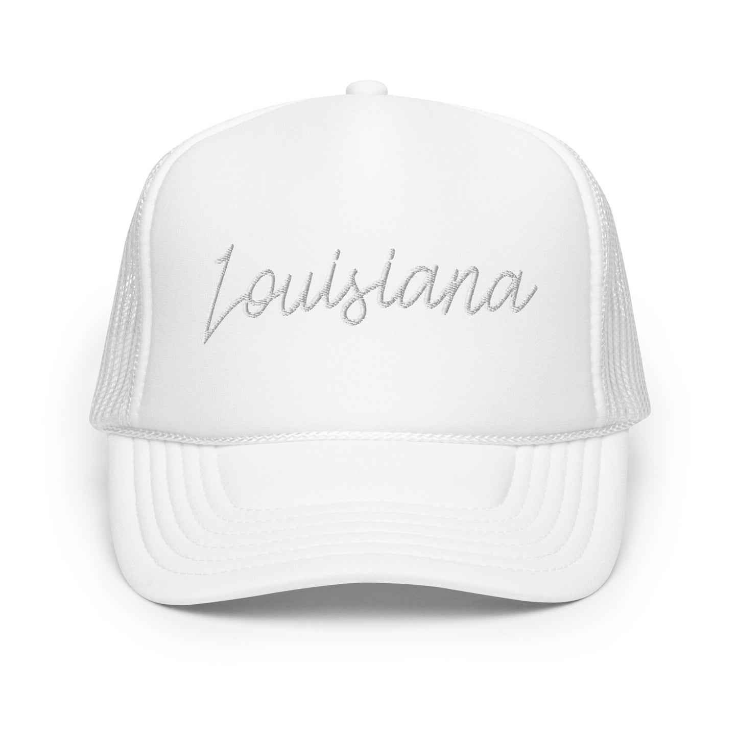 Louisiana Retro Script Foam 5 Panel A-Frame Snapback Trucker Hat