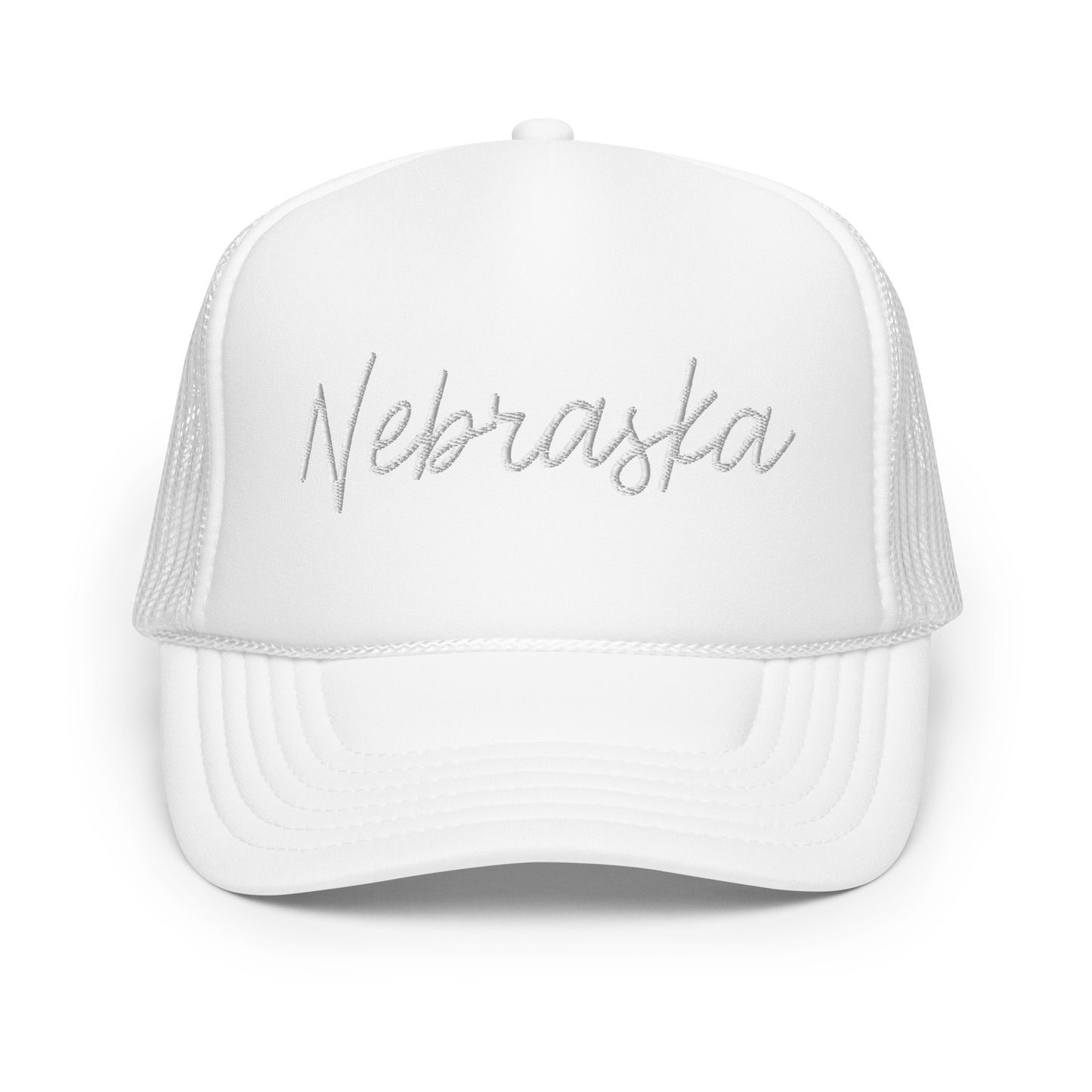 Nebraska Retro Script Foam 5 Panel A-Frame Snapback Trucker Hat