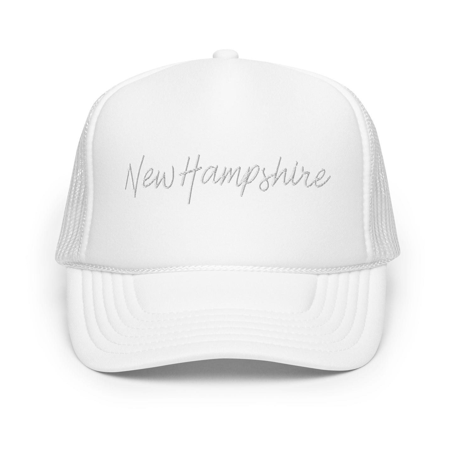 New Hampshire Retro Script Foam 5 Panel A-Frame Snapback Trucker Hat