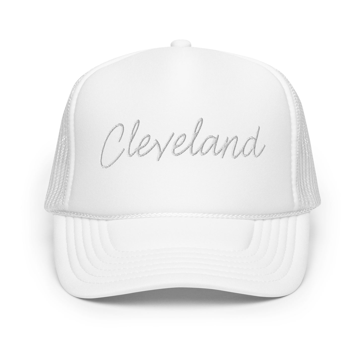 Cleveland Retro Script Foam 5 Panel A-Frame Snapback Trucker Hat