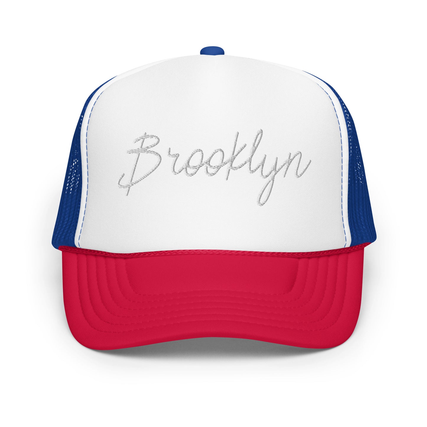 Brooklyn Retro Script Foam 5 Panel A-Frame Snapback Trucker Hat