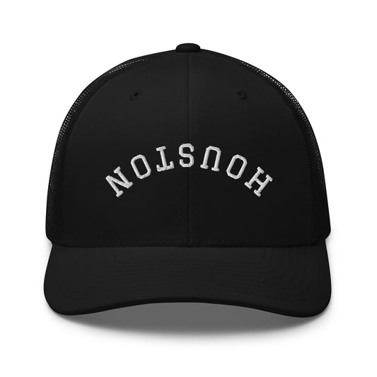 Houston Upside Down Arch Mid 6 Panel Snapback Trucker Hat