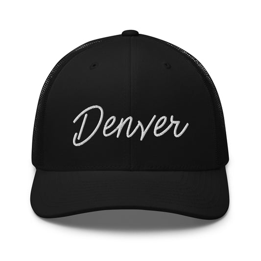 Denver Retro Script Mid 6 Panel Snapback Trucker Hat