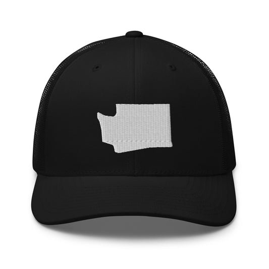 Washington State Silhouette Mid 6 Panel Snapback Trucker Hat