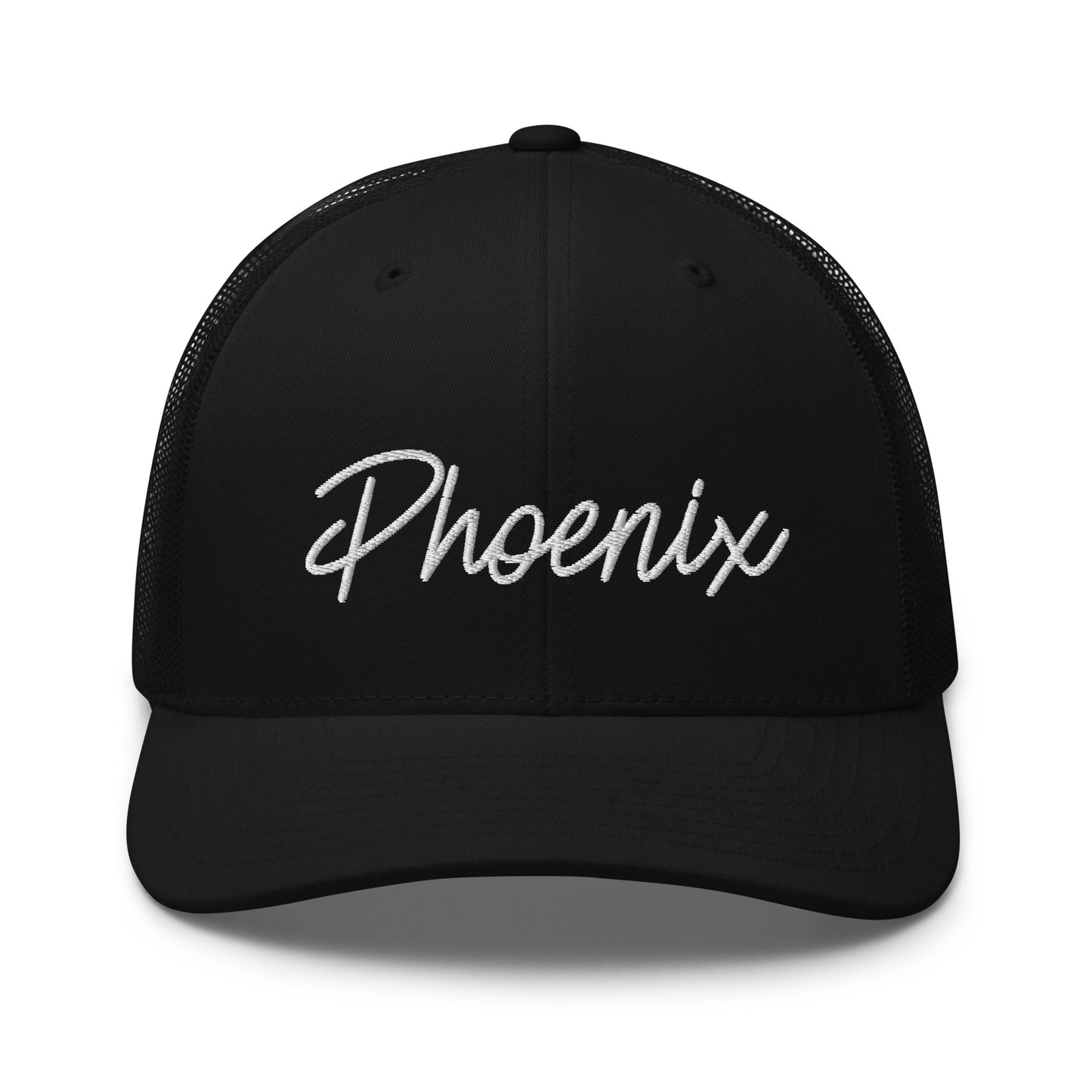 Phoenix Retro Script Mid 6 Panel Snapback Trucker Hat