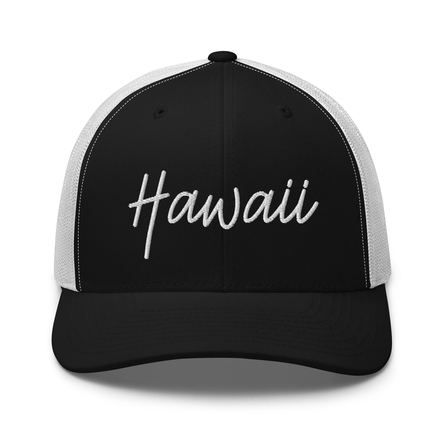 Hawaii Retro Script Mid 6 Panel Snapback Trucker Hat