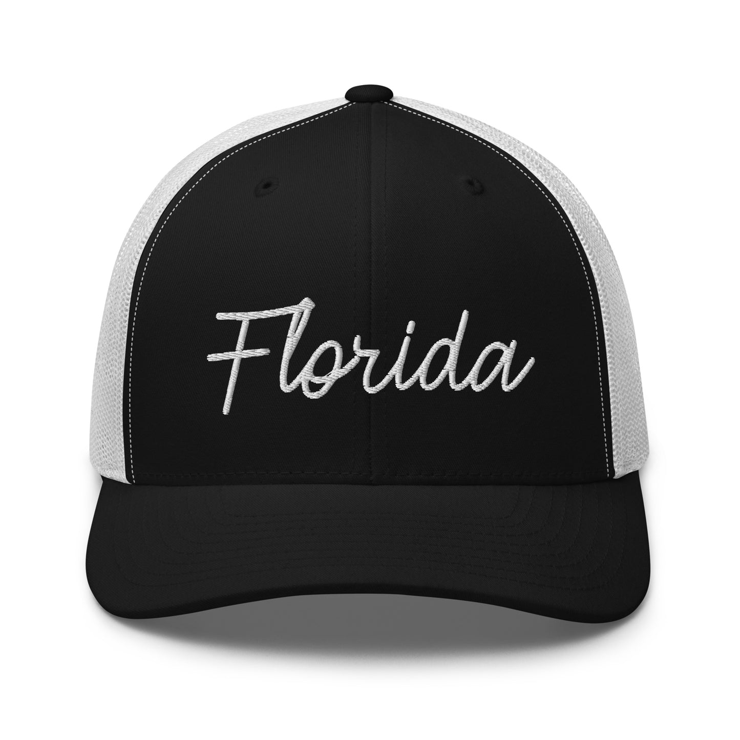 Florida Retro Script Mid 6 Panel Snapback Trucker Hat