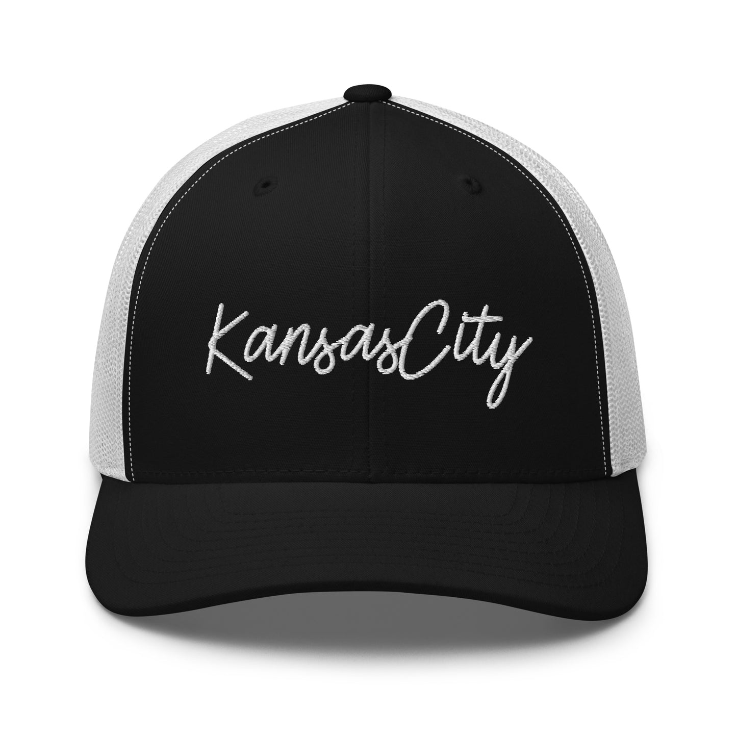 Kansas City Retro Script Mid 6 Panel Snapback Trucker Hat