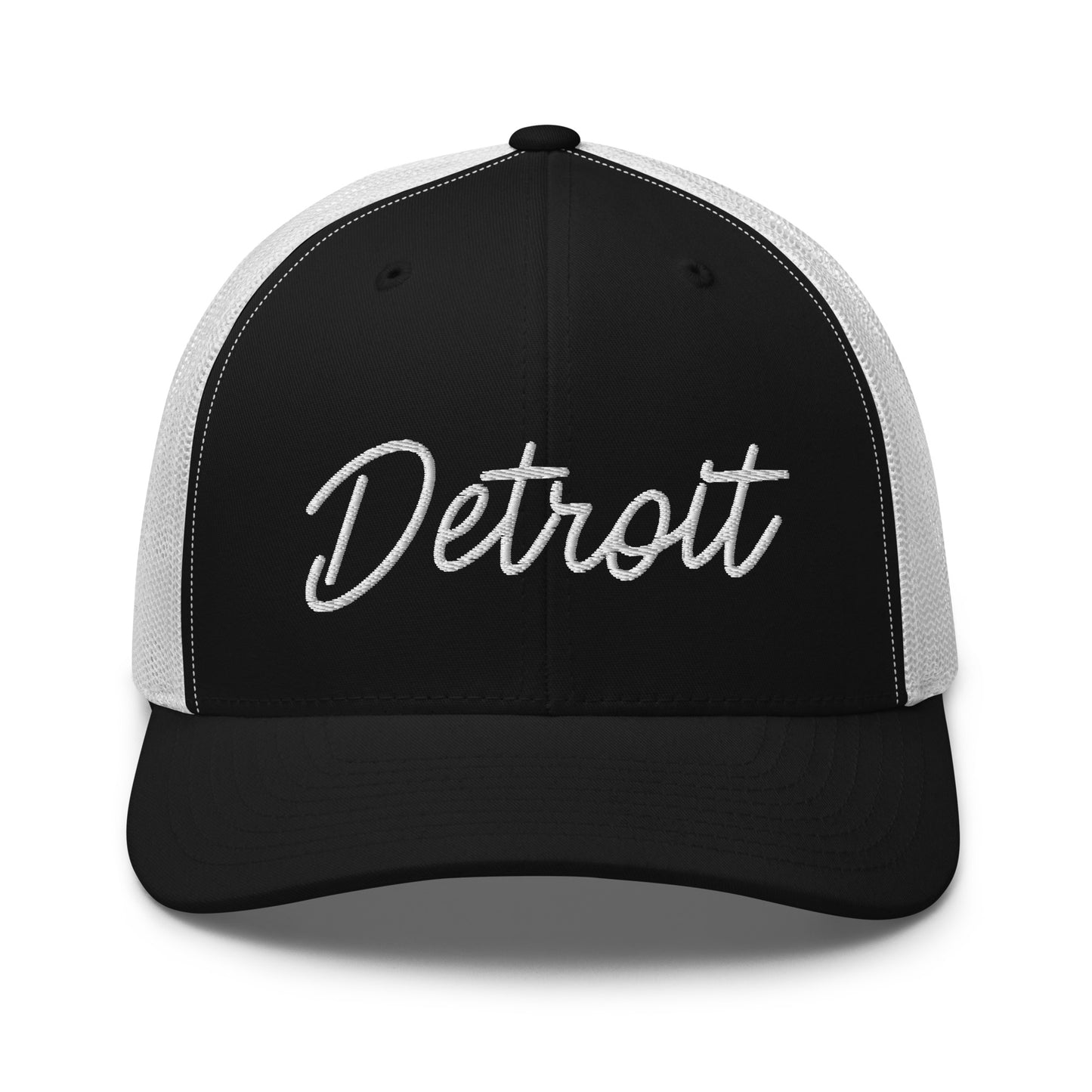 Detroit Retro Script Mid 6 Panel Snapback Trucker Hat