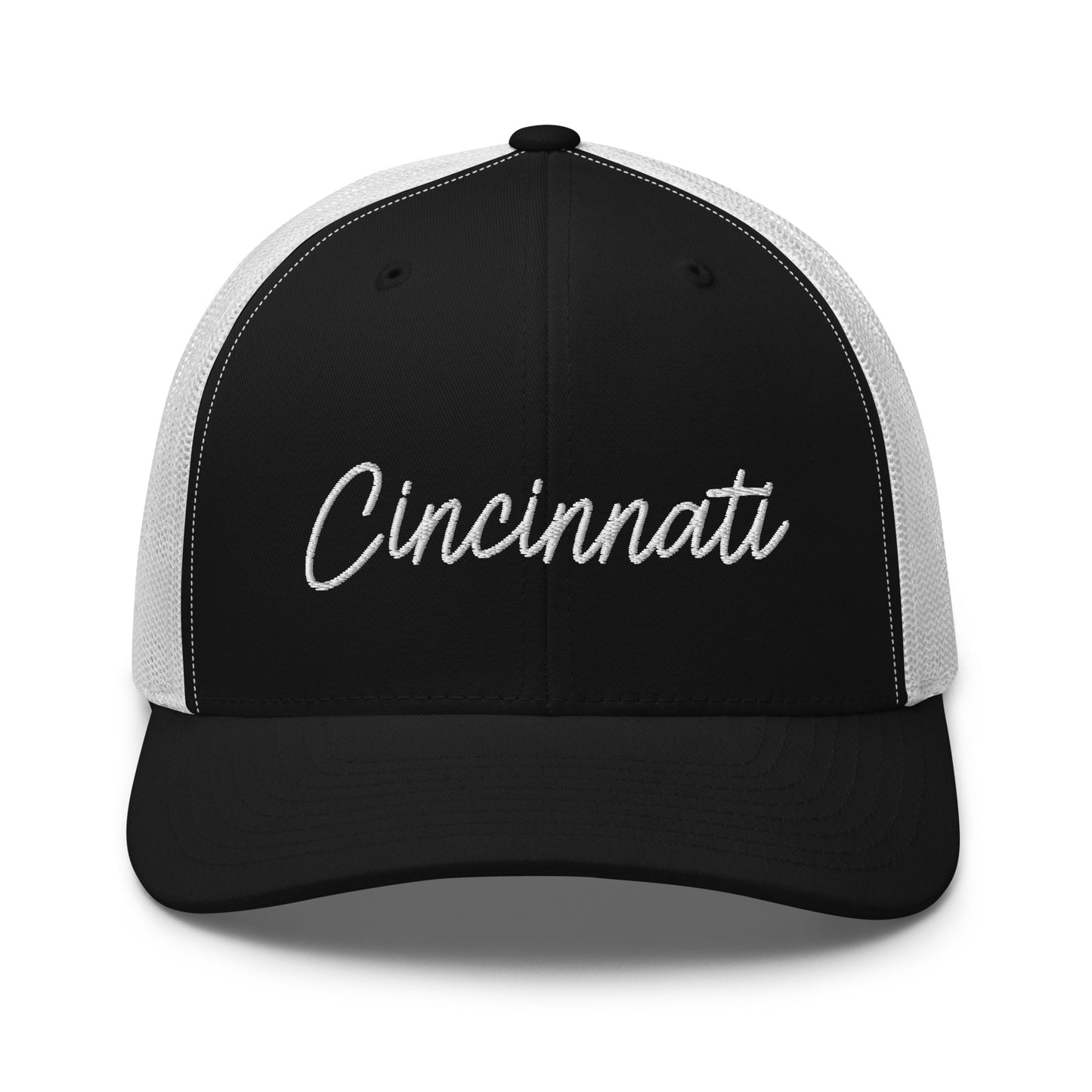 Cincinnati Retro Script Mid 6 Panel Snapback Trucker Hat