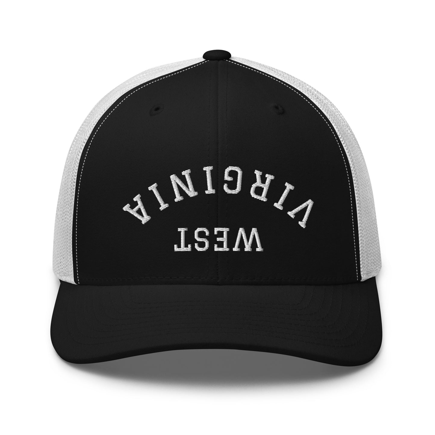 West Virginia Upside Down Arch Mid 6 Panel Snapback Trucker Hat