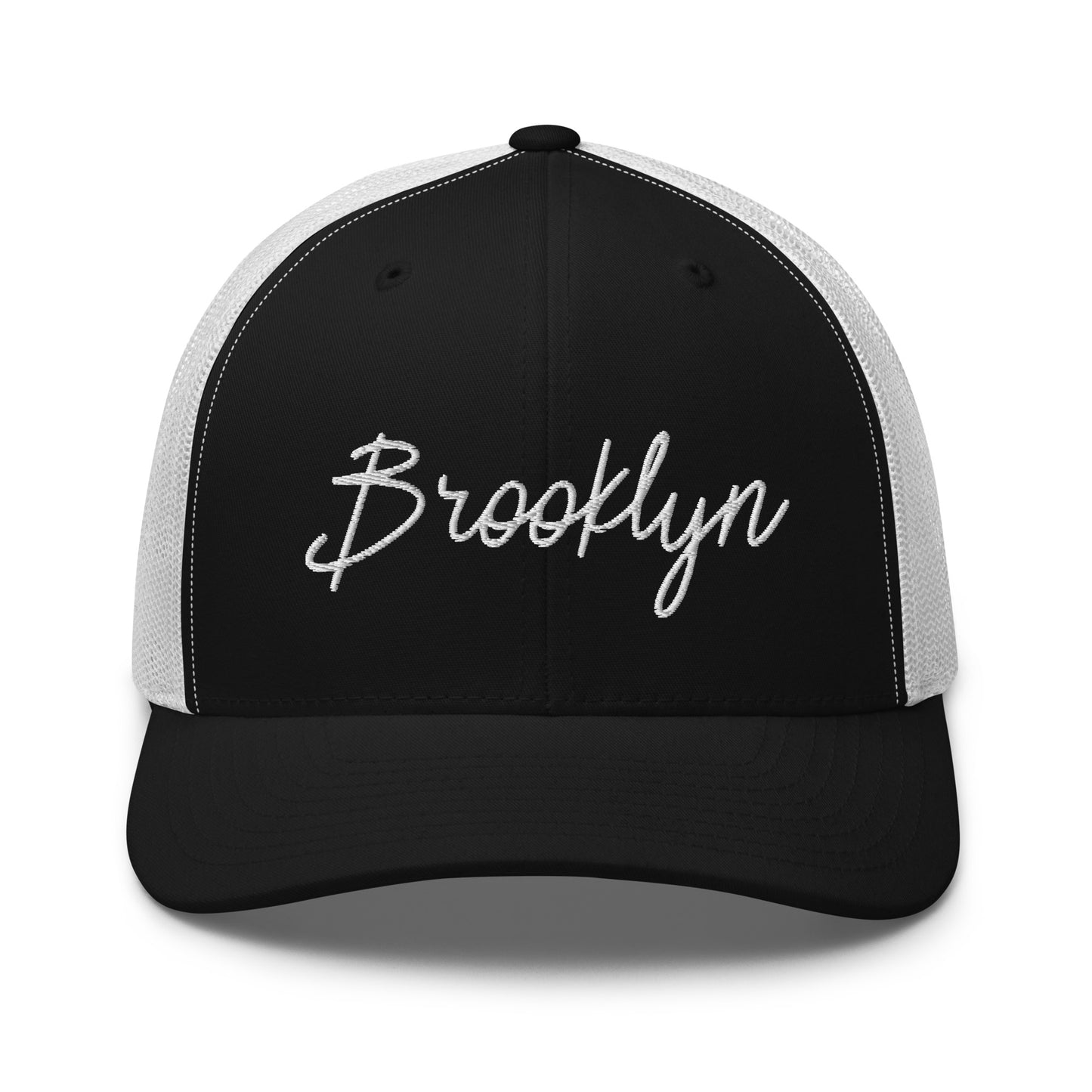 Brooklyn Retro Script Mid 6 Panel Snapback Trucker Hat