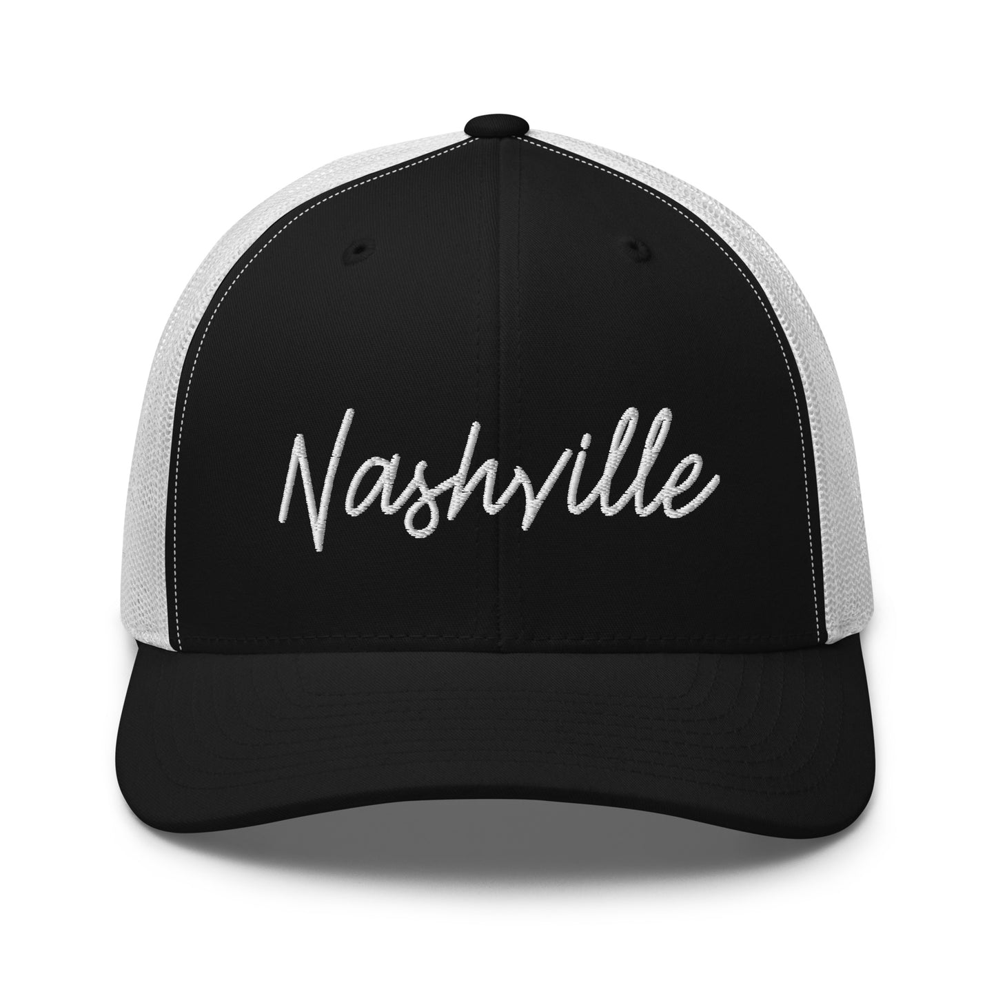 Nashville Retro Script Mid 6 Panel Snapback Trucker Hat
