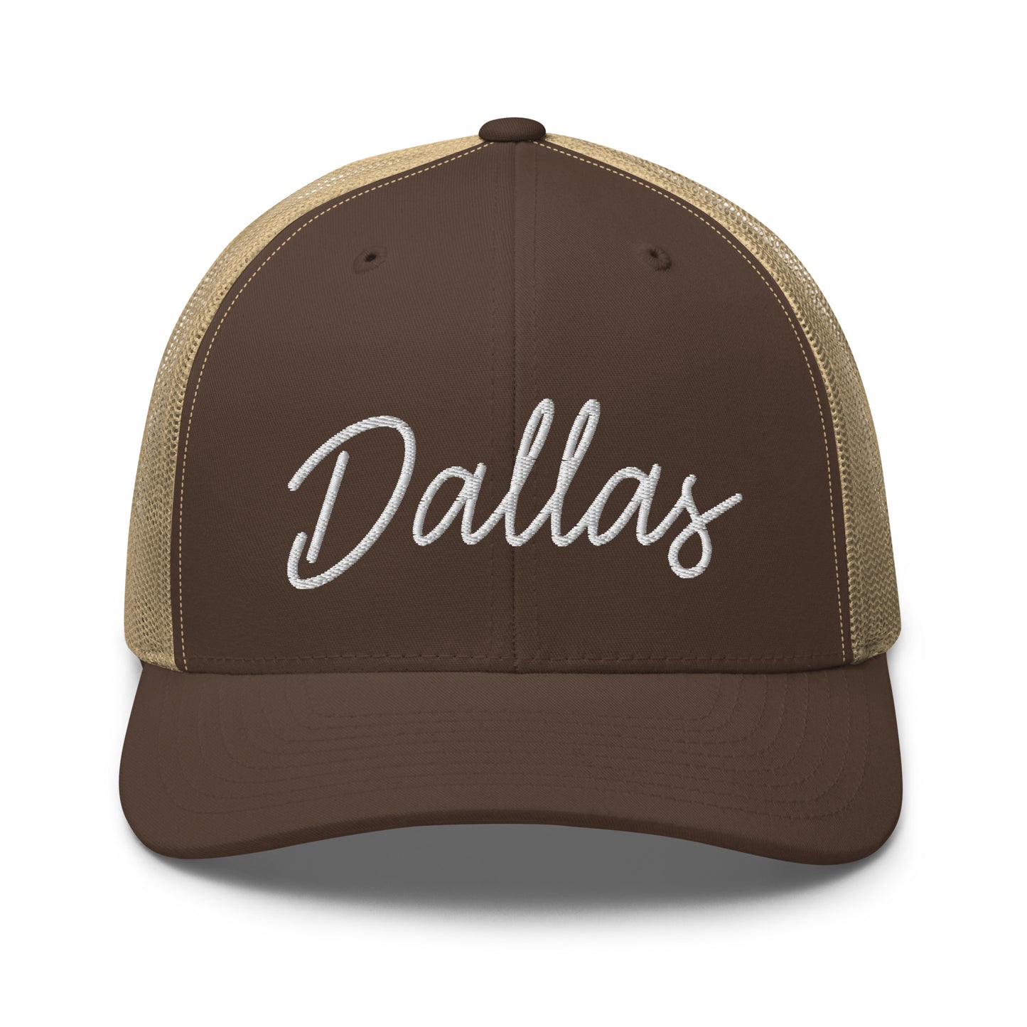 Dallas Retro Script Mid 6 Panel Snapback Trucker Hat