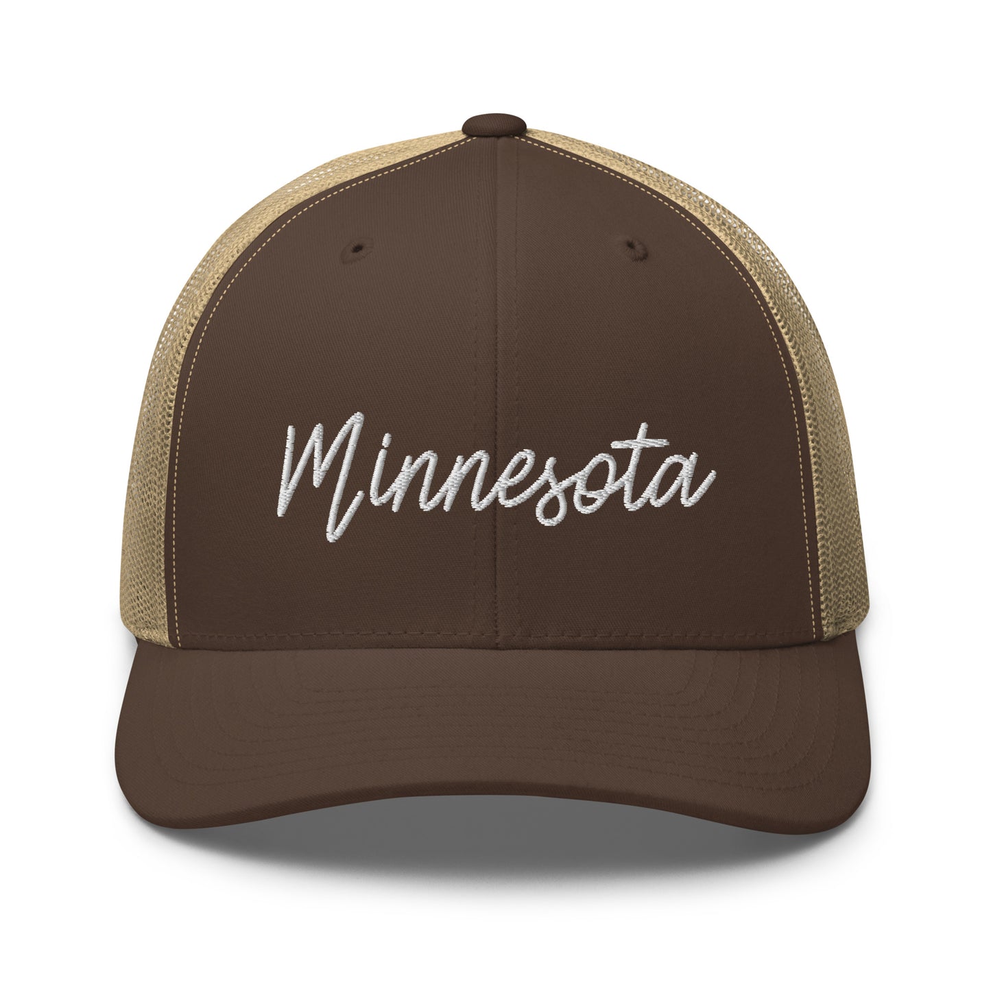 Minnesota Retro Script Mid 6 Panel Snapback Trucker Hat