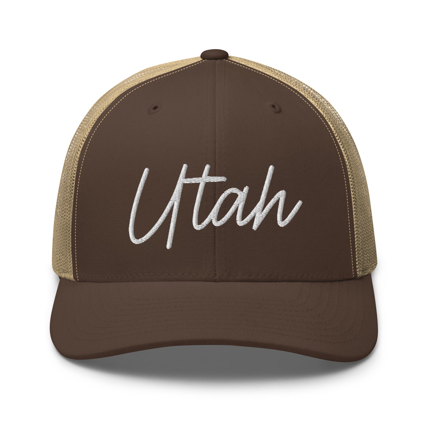 Utah Retro Script Mid 6 Panel Snapback Trucker Hat