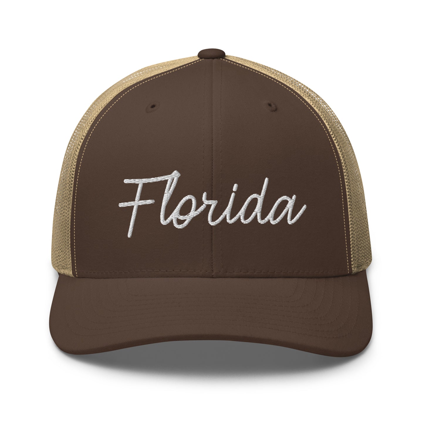 Florida Retro Script Mid 6 Panel Snapback Trucker Hat