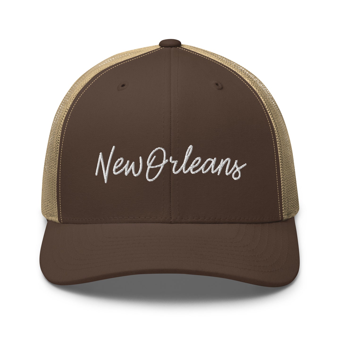 New Orleans Retro Script Mid 6 Panel Snapback Trucker Hat