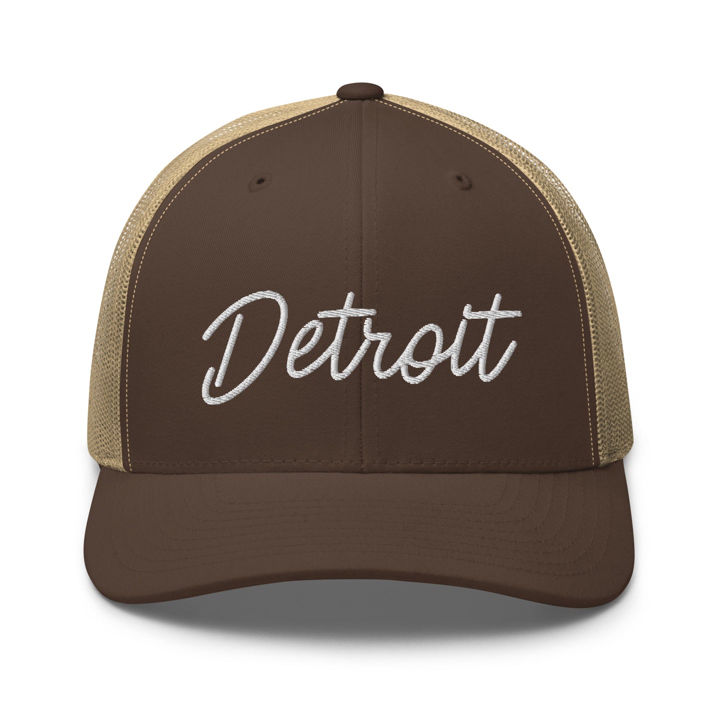 Detroit Retro Script Mid 6 Panel Snapback Trucker Hat