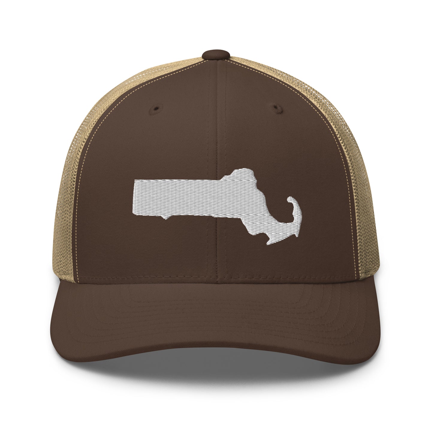 Massachusetts State Silhouette Mid 6 Panel Snapback Trucker Hat